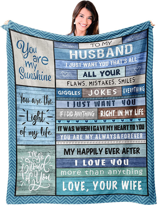 Gift For Husband Blanket - To My Husband Blanket - Romantic Gift For Husband From Wife, Birthday, Christmas, Valentines, Anniversary Blanket - You Are My Sunshine Blanket