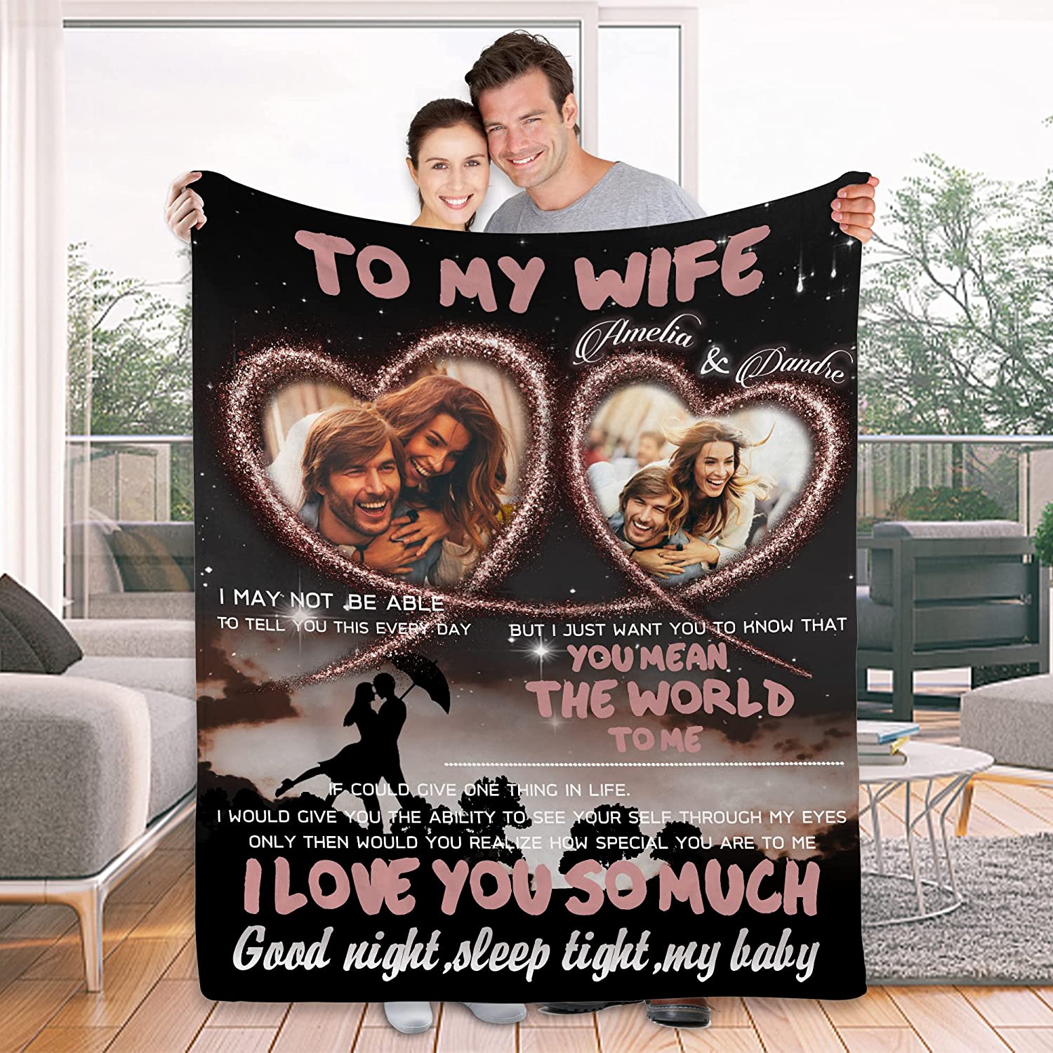 Personalized Gift For Wife Blanket - To My Wife Blanket - Custom Romantic Gift For Wife From Husband, Birthday, Anniversary Wedding, Christmas, Valentines Blanket