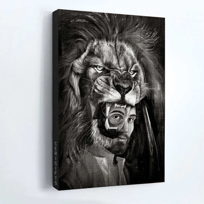 Jesus Portrait  Canvas - Lion of Judah, Jesus painting, Black and white art Portrait Canvas - Inspirational gift, Gift For Religious Christian