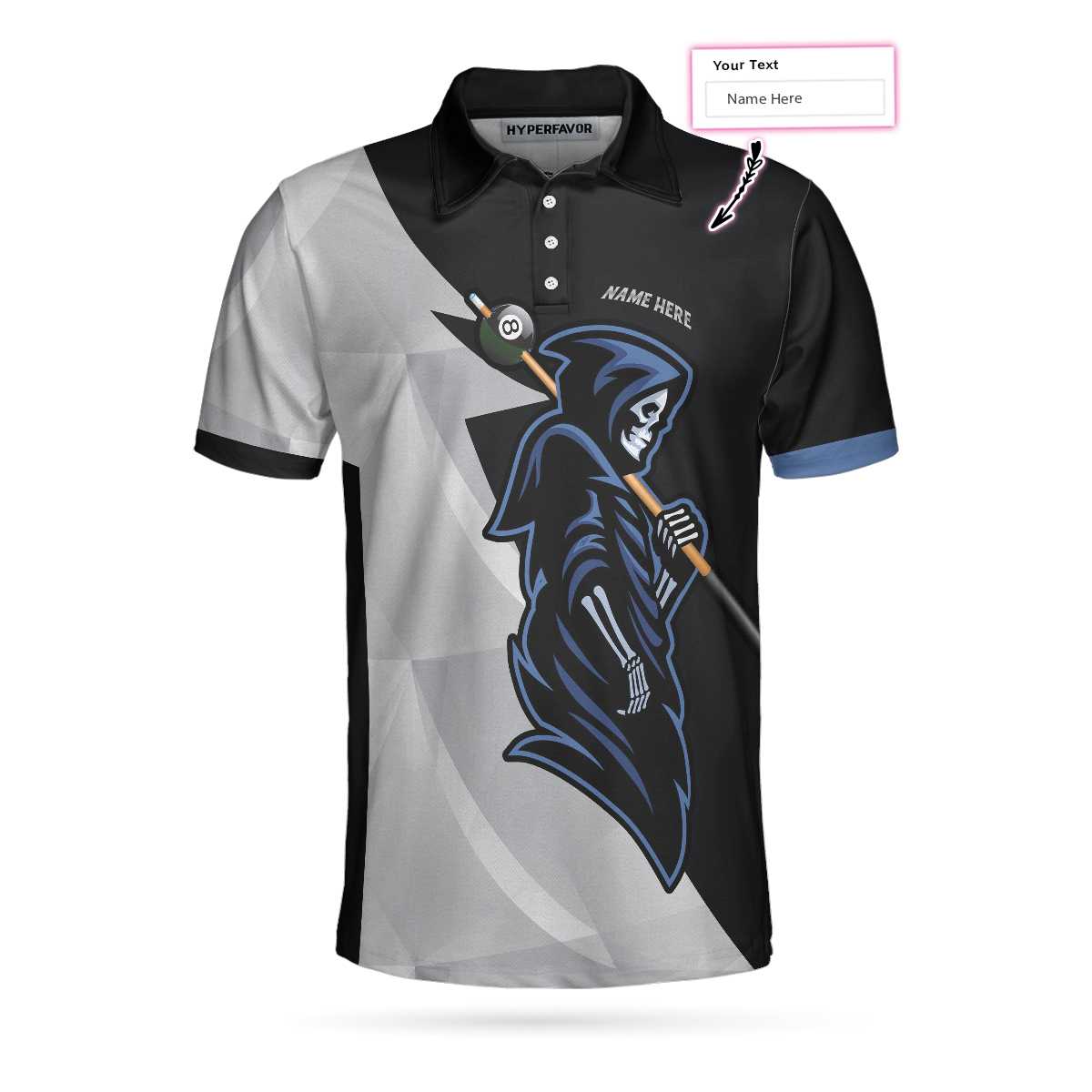 Personalized Skull Billiards Polo Shirt For Men, 8 Ball Skull Custom Men Polo Shirt, Custom Billiards Gift For Billiards Lovers