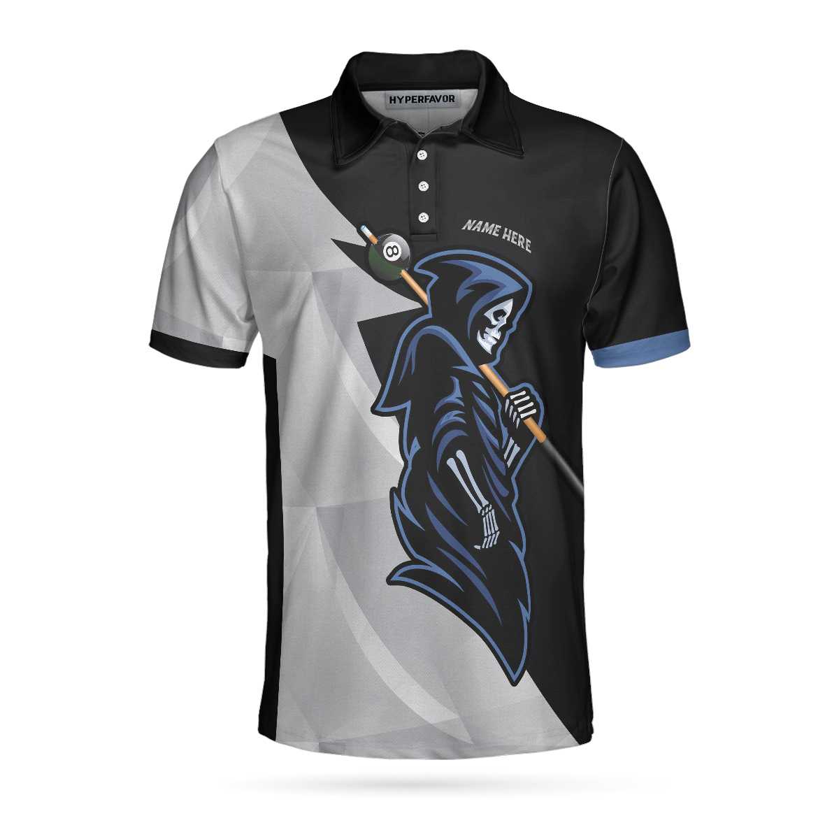 Personalized Skull Billiards Polo Shirt For Men, 8 Ball Skull Custom Men Polo Shirt, Custom Billiards Gift For Billiards Lovers