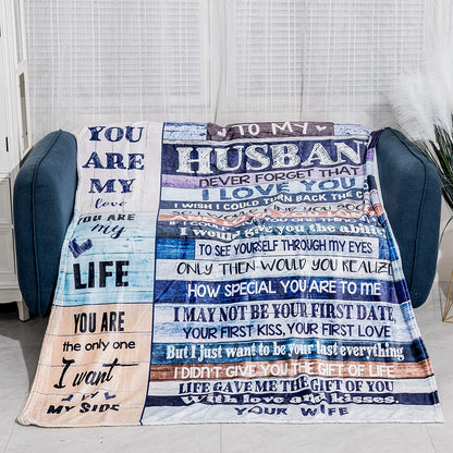 Gift For Husband Blanket - Anniversary Valentines Gifts for Husband Boyfriend, You are My Life Wedding Christmas Blankets Gifts to My Husband, Fleece Blankets Soft Bedding Sofa