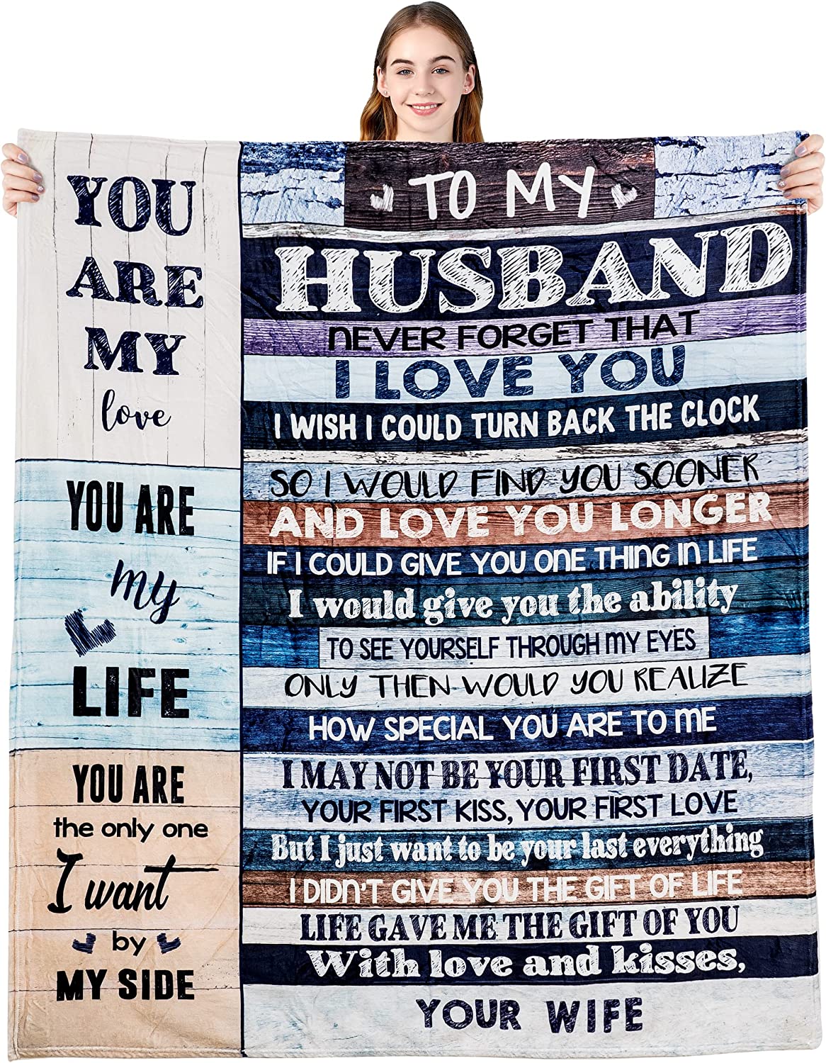 Gift For Husband Blanket - Anniversary Valentines Gifts for Husband Boyfriend, You are My Life Wedding Christmas Blankets Gifts to My Husband, Fleece Blankets Soft Bedding Sofa