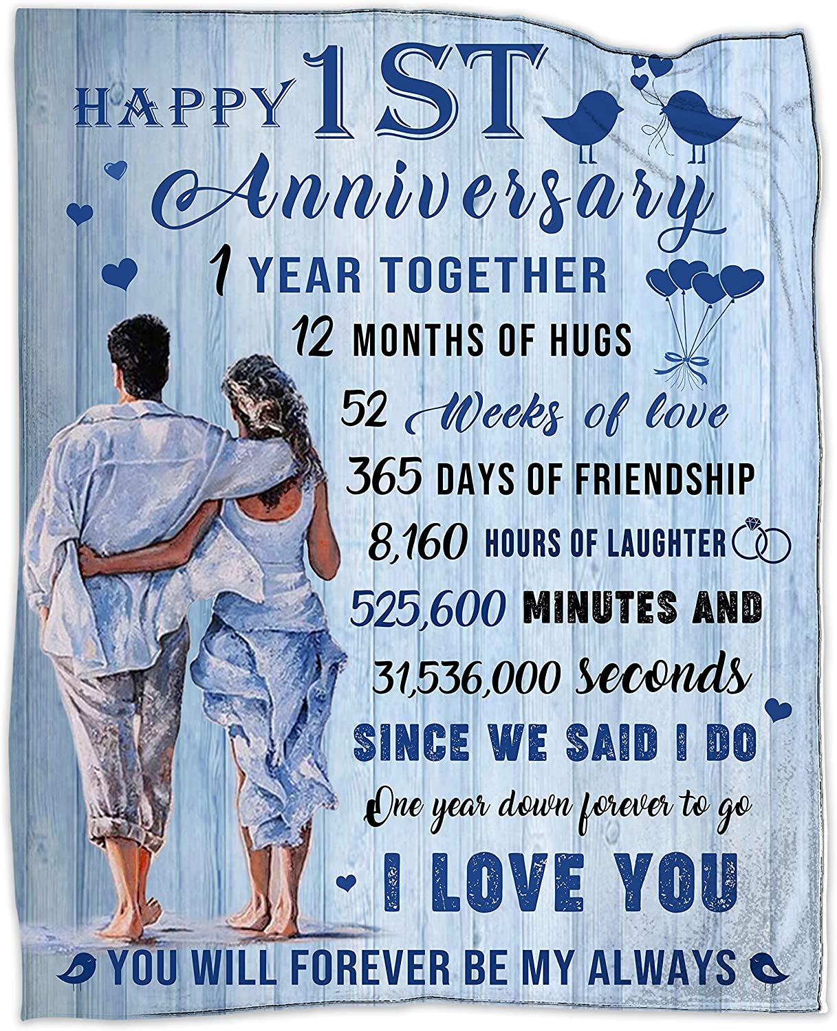 Gift For Couple Blanket - 1St Marriage Anniversary Blanket Gift For Wife Husband Boyfriend Girlfriend Couple , Romantic Throw Blankets Valentine Day Birthday Gifts