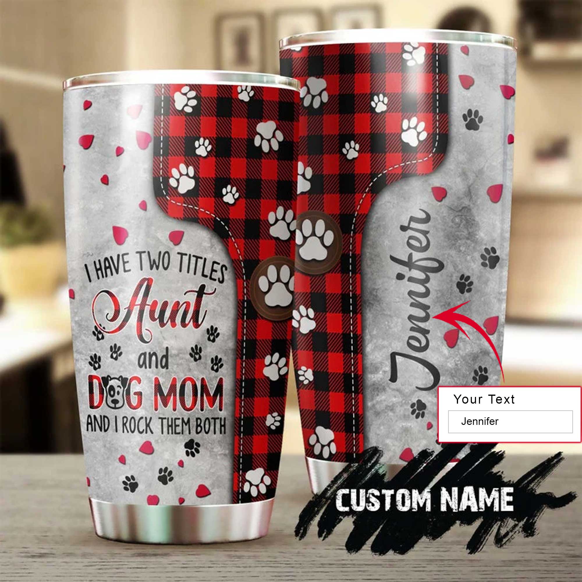 Personalized Mother's Day Gift Tumbler - Custom Gift For Mother's Day, Presents For Mom, Dog Lover - I Have Two Titles Aunt And Dog Mom Tumbler