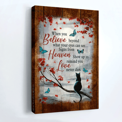 Black cat Portrait Canvas- Black cat, Butterfly- Gift for Cat lover- Love never dies - Heaven Portrait Canvas Prints, Wall Art