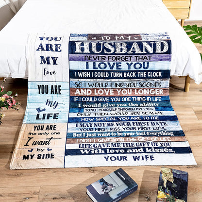 Gift For Husband Blanket - Anniversary Valentines Gifts for Husband Boyfriend, You are My Life Wedding Christmas Blankets Gifts to My Husband, Fleece Blankets Soft Bedding Sofa