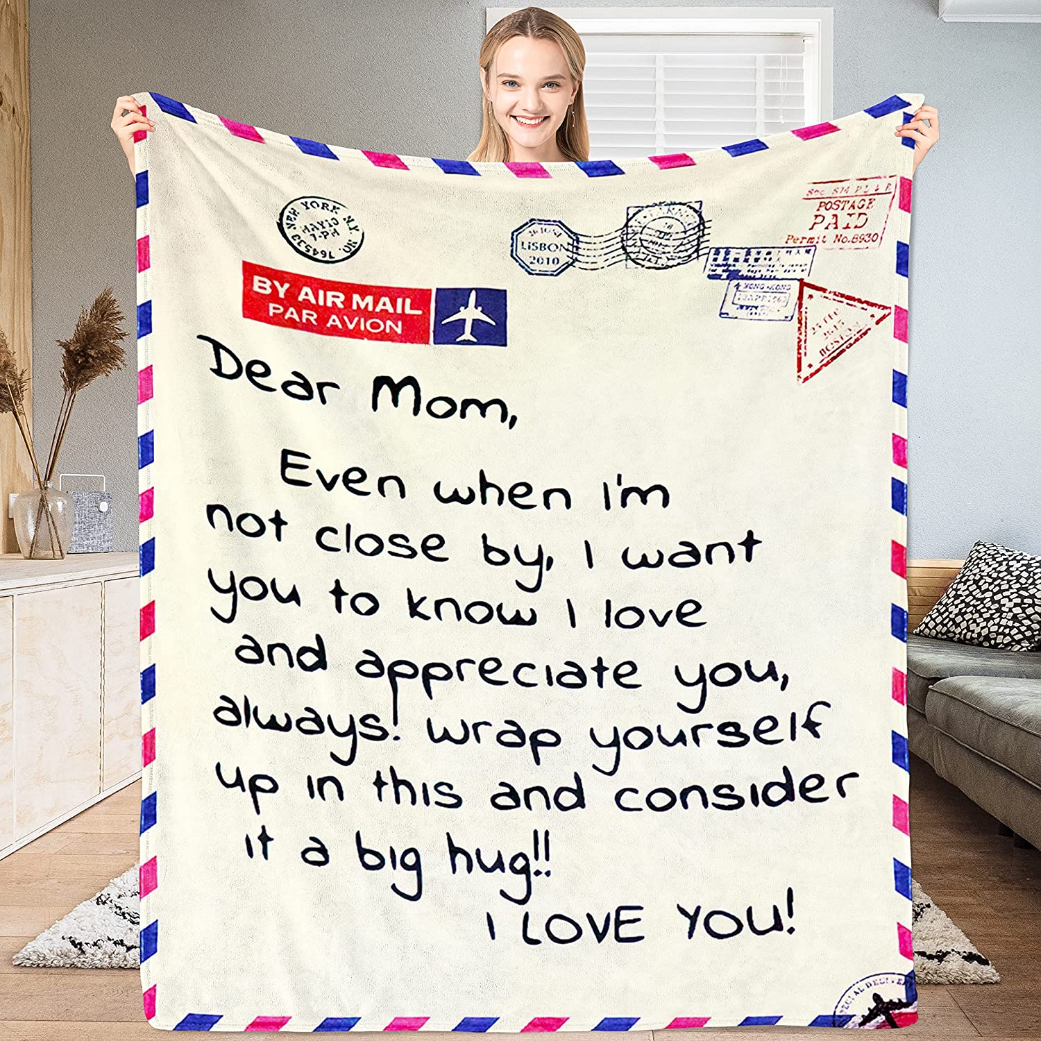 Gift for Mom - Letter Blanket - Gift For Mom From Daughter Son, Mother's Day, Anniversary, Birthday, Presents for Mom