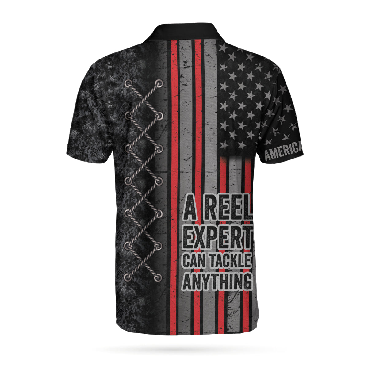 Crazy Fishing Men Polo Shirt, A Reel Expert Can Tackle Anything Camouflage Polo Shirt, American Flag Polo Shirt For Men, Gift For Golfers