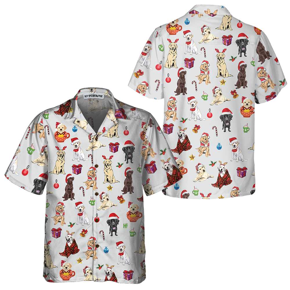 Adorable Labrador Retriever For Christmas Hawaiian Shirt, Funny Labrador Pattern Aloha Shirt, Best Christmas Gift For Labrador Retriever Lovers, Dog Lovers