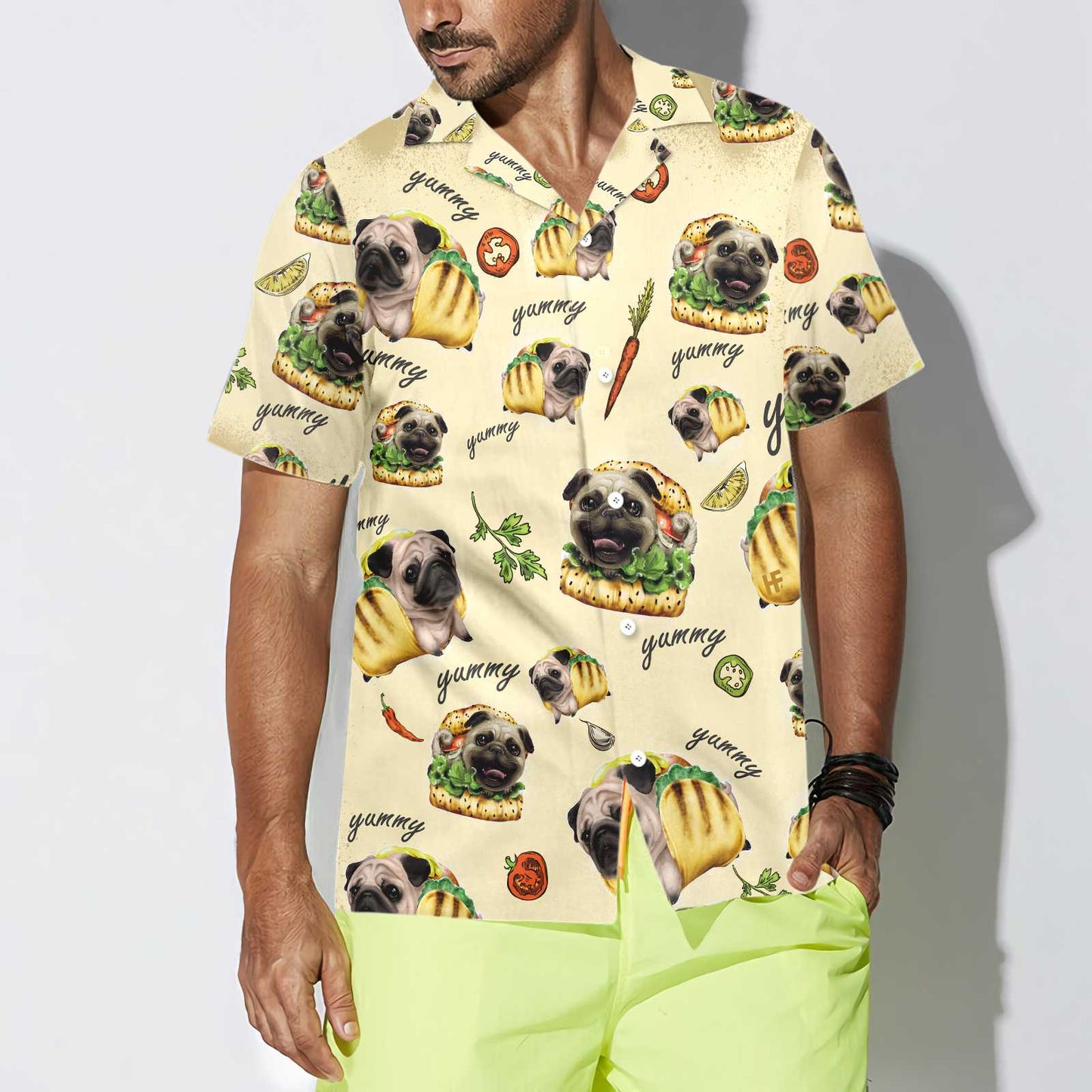 Adorable Taco Pugs Hawaiian Shirt, Funny Taco Pug Pattern Aloha Shirt, Best Christmas Gift For Pug Lovers, Dog Lovers
