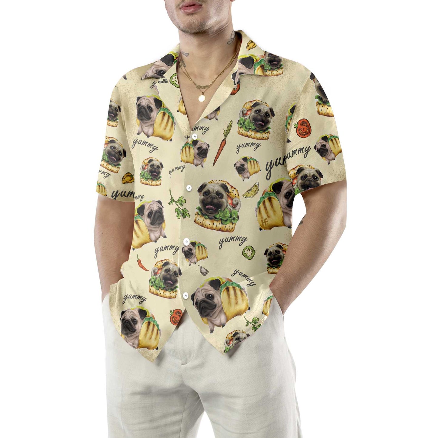 Adorable Taco Pugs Hawaiian Shirt, Funny Taco Pug Pattern Aloha Shirt, Best Christmas Gift For Pug Lovers, Dog Lovers