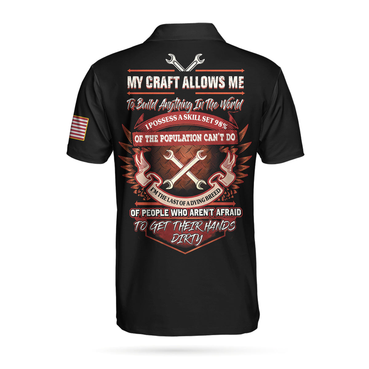Aircraft Mechanic Custom Men Polo Shirt, Personalized Skull American Flag Aircraft Mechanic Shirt For Men, Aircraft Mechanic Build Anything Proud