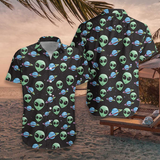 Alien Planet Hawaiian Shirt, Sky Galaxy Aloha Shirt For Men And Women, Perfect Gift For Friends, Husband, Boyfriend, Wife, Girlfriend, Family