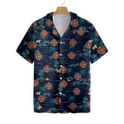 Tropical Navy Firefighter Hawaiian Shirt, All Gave Some Some Gave All Firefighter Aloha Shirt For Men, Perfect Gift For Firefighter