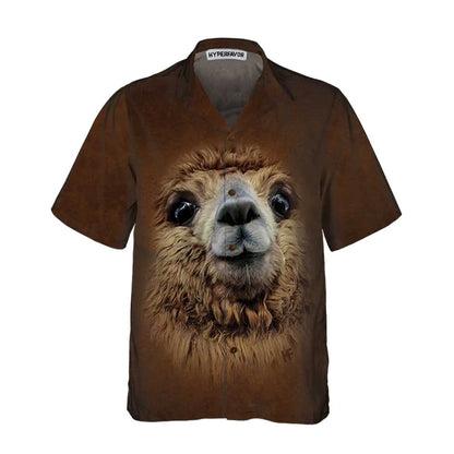 Funny Alpaca Hawaiian Shirt, Brown Alpaca Aloha Shirt For Men & Women, Best Gift For Alpaca Lovers
