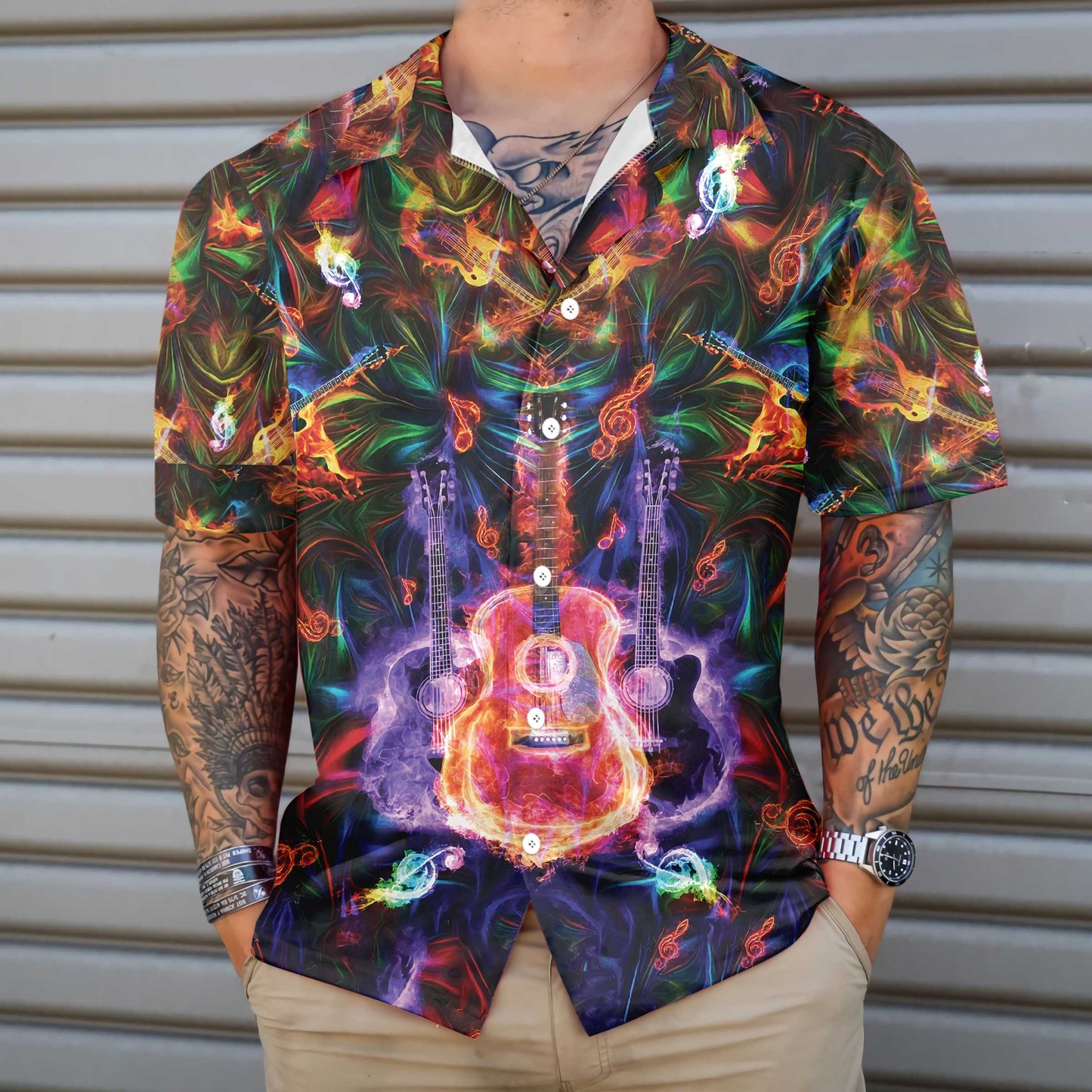 Amazing Guitar For Life Hawaiian Shirt, Color Guitar Aloha Shirt For Men & Women, Best Gift For Guitar Lovers