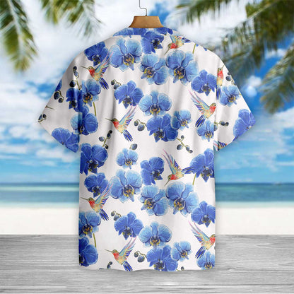Amazing Hummingbird Hawaiian Shirt, Hummingbird Blue Flower Aloha Shirt For Men & Women, Best Gift For Husband, Wife, Boyfriend, Girlfriend, Friend, Family