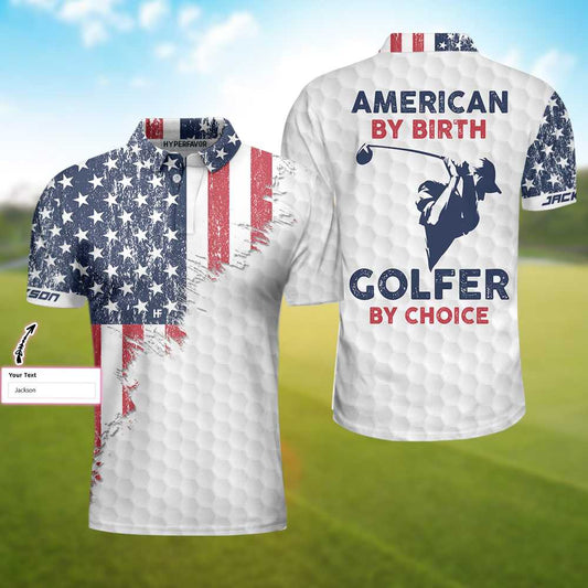 Personalized America Golf Custom Polo Shirt, Customized Golf Gift Idea, American Flag Golfing Shirt For Male Players