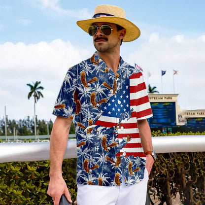 American Flag Eagle Palm Tree Hawaiian Shirt, Eagle Palm Aloha Shirt For Men & Women, Best Gift For Patriot, Husband, Wife, Boy