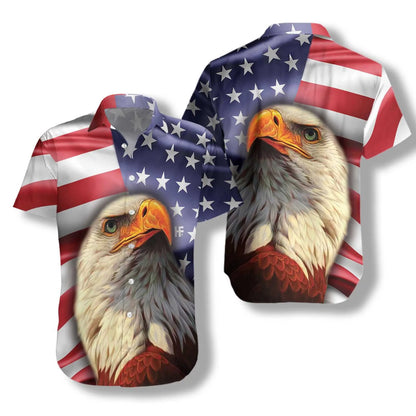 Eagle American Flag Hawaiian Shirt, USA Flag Aloha Shirt For Men & Women, Best Gift For Patriot, Husband, Wife, Boyfriend, Girlfriend