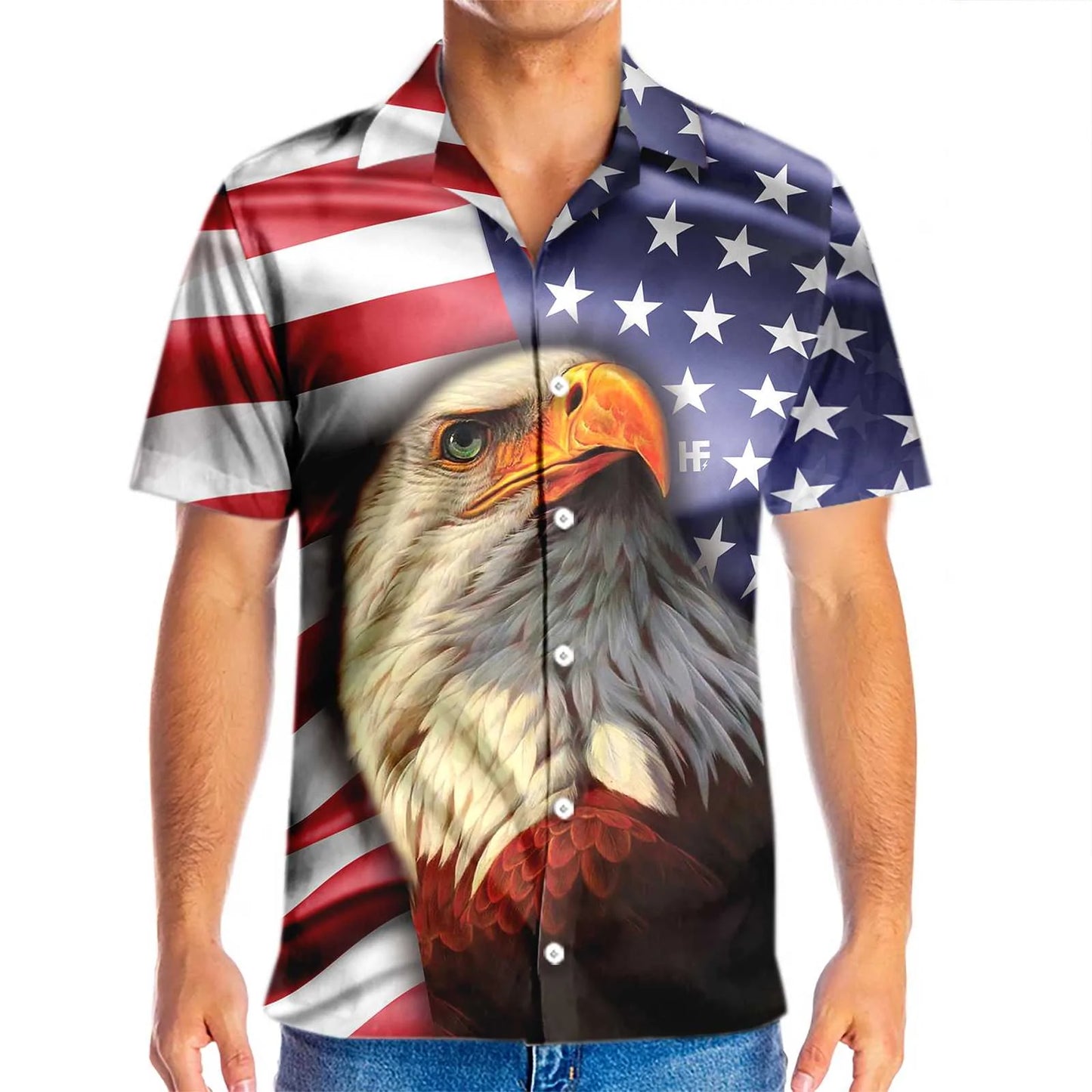 Eagle American Flag Hawaiian Shirt, USA Flag Aloha Shirt For Men & Women, Best Gift For Patriot, Husband, Wife, Boyfriend, Girlfriend