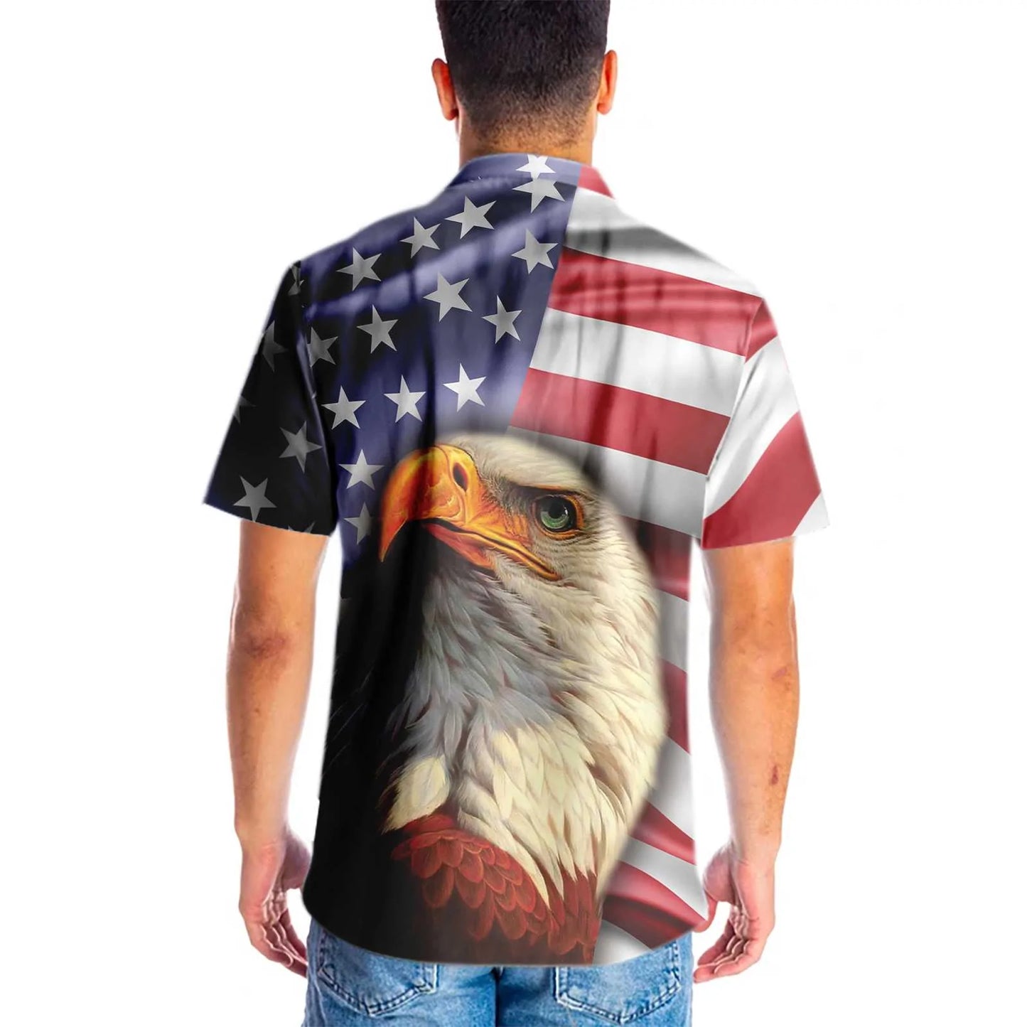 Eagle American Flag Hawaiian Shirt, USA Flag Aloha Shirt For Men & Women, Best Gift For Patriot, Husband, Wife, Boyfriend, Girlfriend