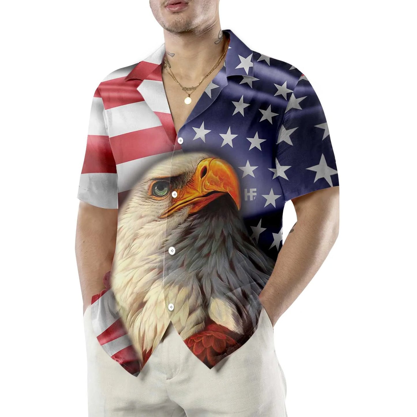 Eagle American Flag Hawaiian Shirt, USA Flag Aloha Shirt For Men & Women, Best Gift For Patriot, Husband, Wife, Boyfriend, Girlfriend