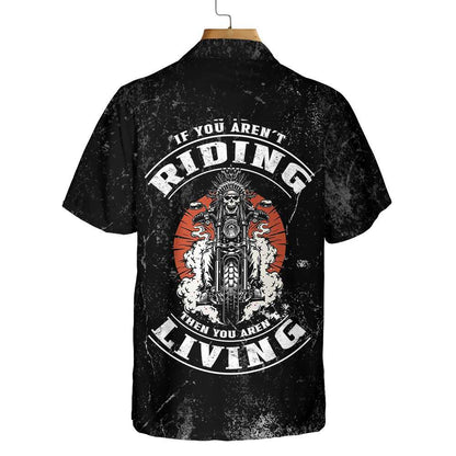 Personalized Riding Skull Native American Hawaiian Shirt, American Motorcycle Indian For Old Biker Custom Aloha Shirt, Best Gift For Husband, Wife, Boyfriend, Girlfriend
