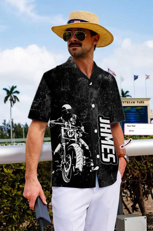Personalized Riding Skull Native American Hawaiian Shirt, American Motorcycle Indian For Old Biker Custom Aloha Shirt, Best Gift For Husband, Wife, Boyfriend, Girlfriend