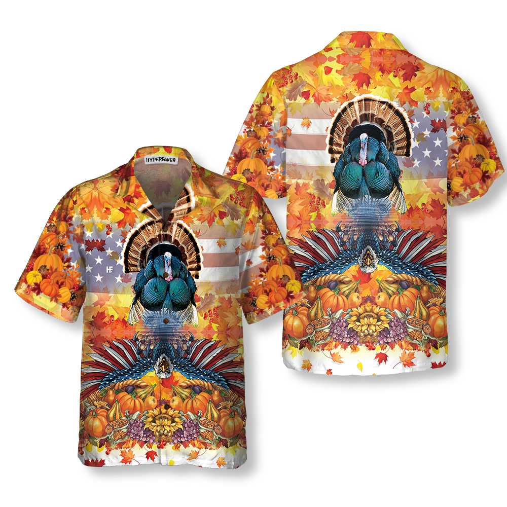 American Turkey Thanksgiving Hawaiian Shirt, Fall Aloha Shirt For Men & Women, Unique Gift For Thanksgiving Day
