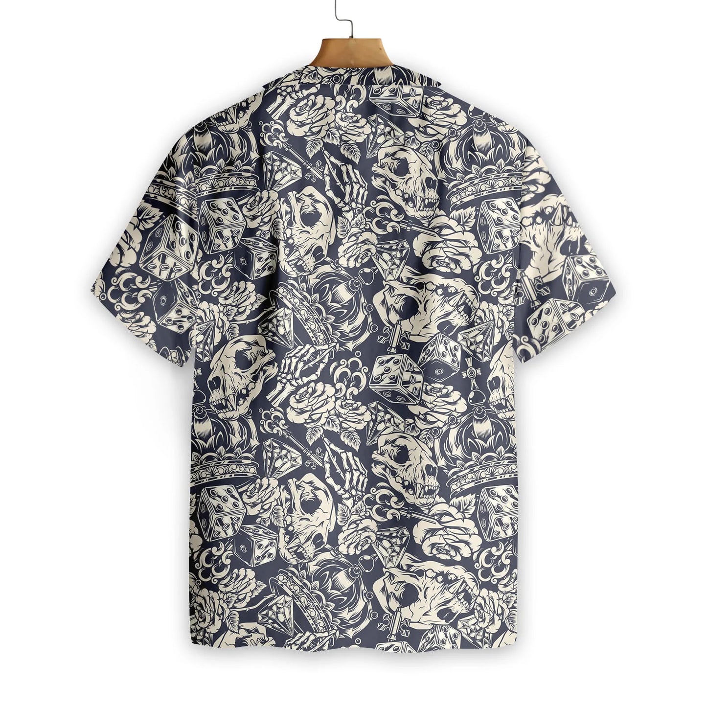 Apes Skull Seamless Pattern Hawaiian Shirt, Crown Rose Dice Hand Bones Aloha Shirt For Men & Women, Best Gift For Husband, Wife, Boyfriend, Girlfriend