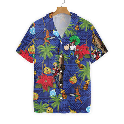 Arborist Proud Hawaiian Shirt, Flower Tree Poinsettia Pattern Aloha Shirt For Men & Women, Best Gift For Arborist, Husband, Wife, Boyfriend, Girlfriend