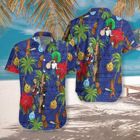 Arborist Proud Hawaiian Shirt, Flower Tree Poinsettia Pattern Aloha Shirt For Men & Women, Best Gift For Arborist, Husband, Wife, Boyfriend, Girlfriend
