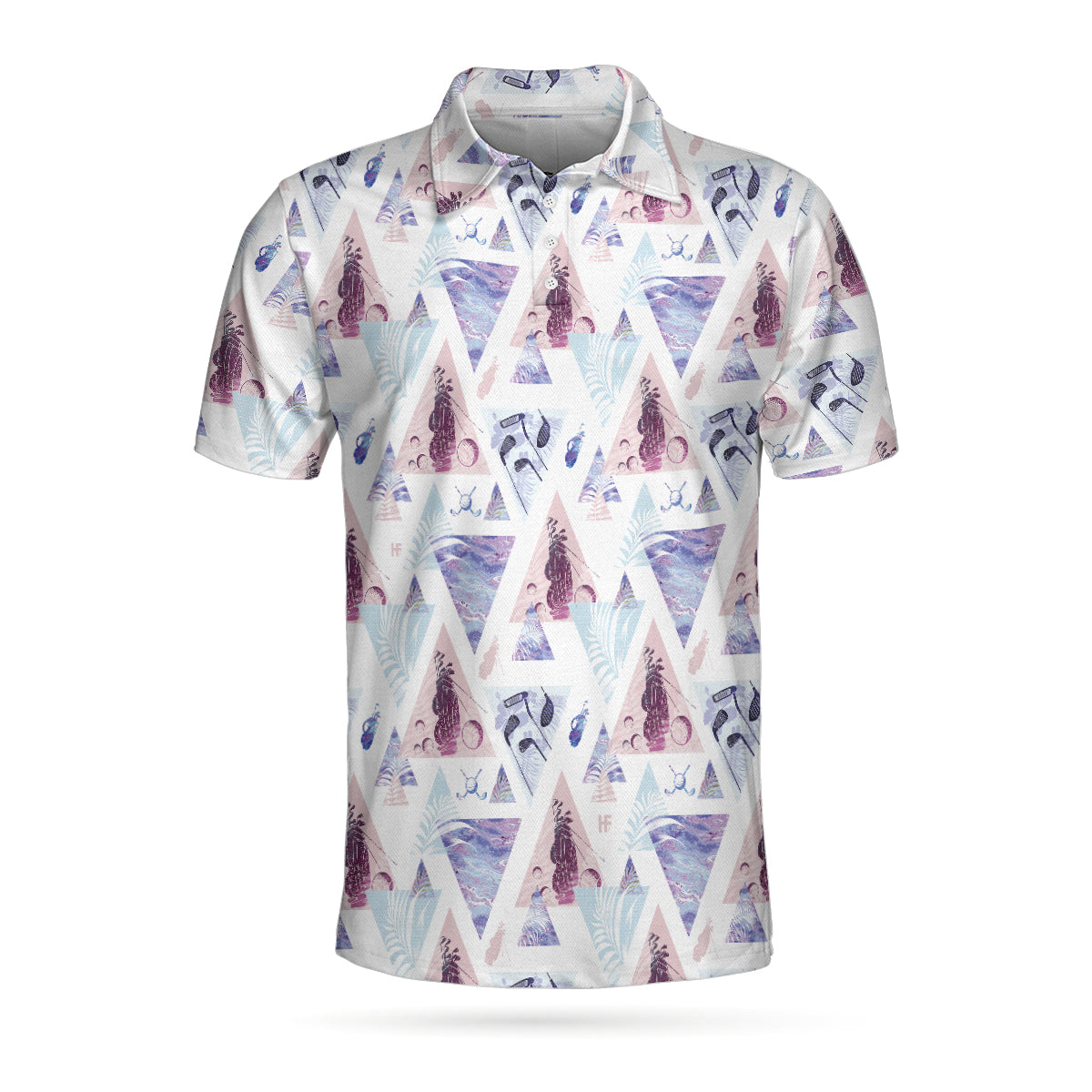 Geometric Triangle Pattern Short Sleeve Golf Men Polo Shirt, Are You Looking At My Putt Polo Shirt, Funny Golf Shirt For Men