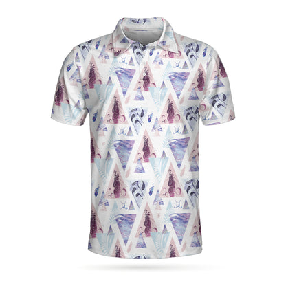 Geometric Triangle Pattern Short Sleeve Golf Men Polo Shirt, Are You Looking At My Putt Polo Shirt, Funny Golf Shirt For Men