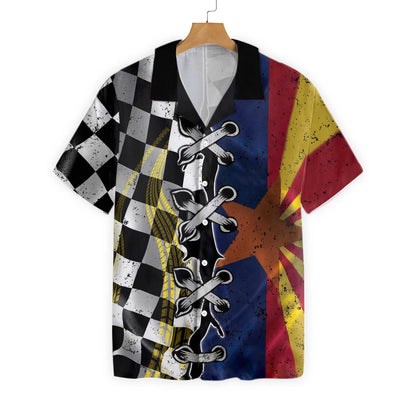Racing Arizona Flag Hawaiian Shirt, Racing Flag Aloha Shirt For Men & Women, Best Gift For Summer, Husband, Wife, Boyfriend, Girlfriend