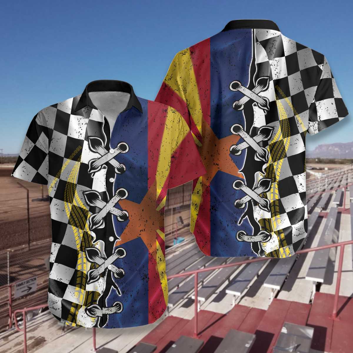 Racing Arizona Flag Hawaiian Shirt, Racing Flag Aloha Shirt For Men & Women, Best Gift For Summer, Husband, Wife, Boyfriend, Girlfriend