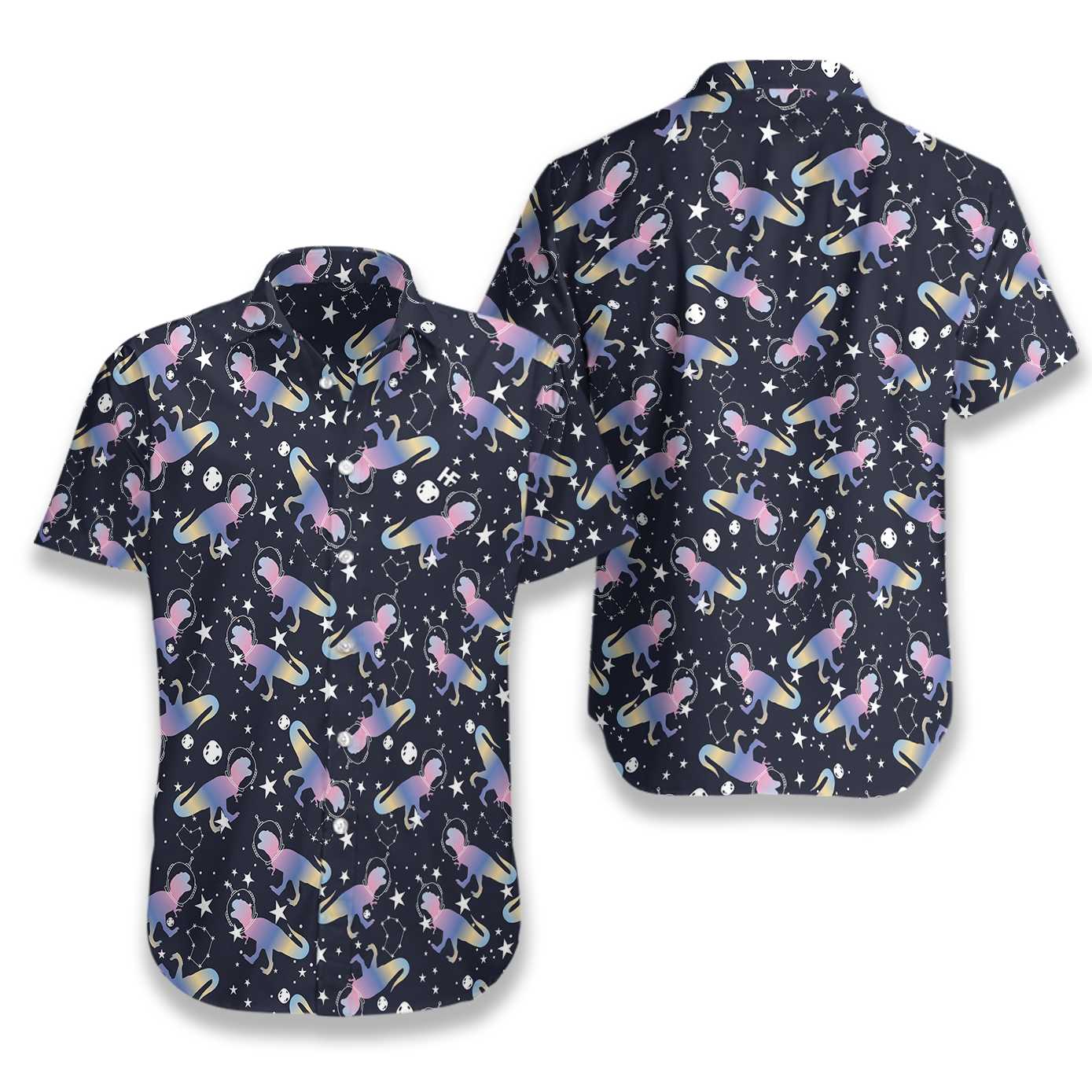 Astro T-Rex Dinosaur Hawaiian Shirt, Dinosaur Aloha Shirt For Men & Women, Best Gift For Dinosaur Lovers, Summer, Husband, Wife, Boyfriend, Girlfriend