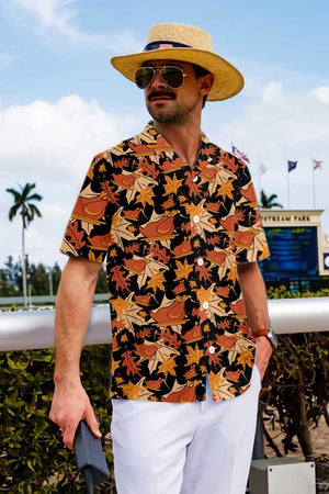 Autumnal Leaves With Turkey Meat Hawaiian Shirt Fall Leaf Aloha