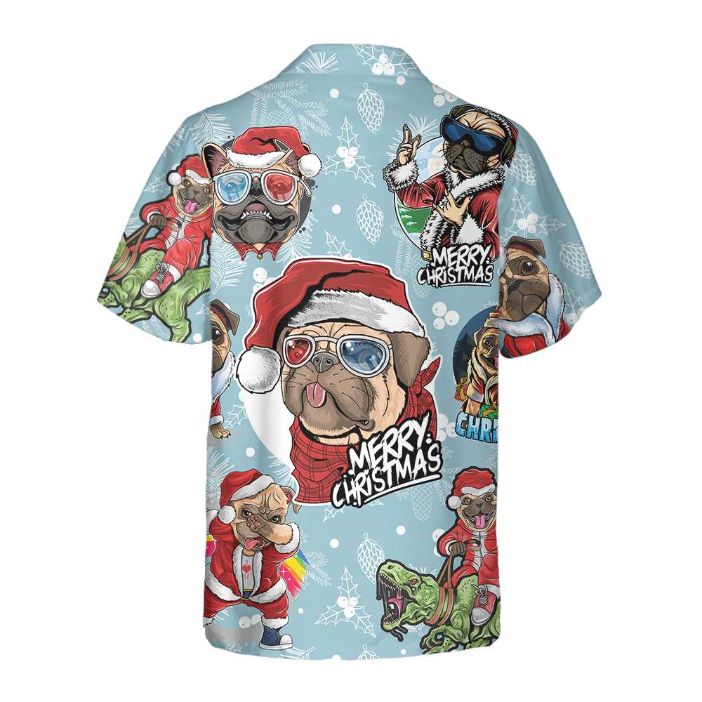Pug Hawaiian Shirt, Awesome Xmas Pug Party Christmas Aloha Shirts, Funny Christmas Gift For Pug Lovers, Dog Lovers