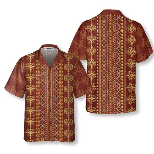 Aztec Geometric Vintage Pattern Native American Hawaiian Shirt, Cool Native American Indian Aloha Shirt For Men And Women, Best Gift For Husband, Wife, Boyfriend, Girlfriend
