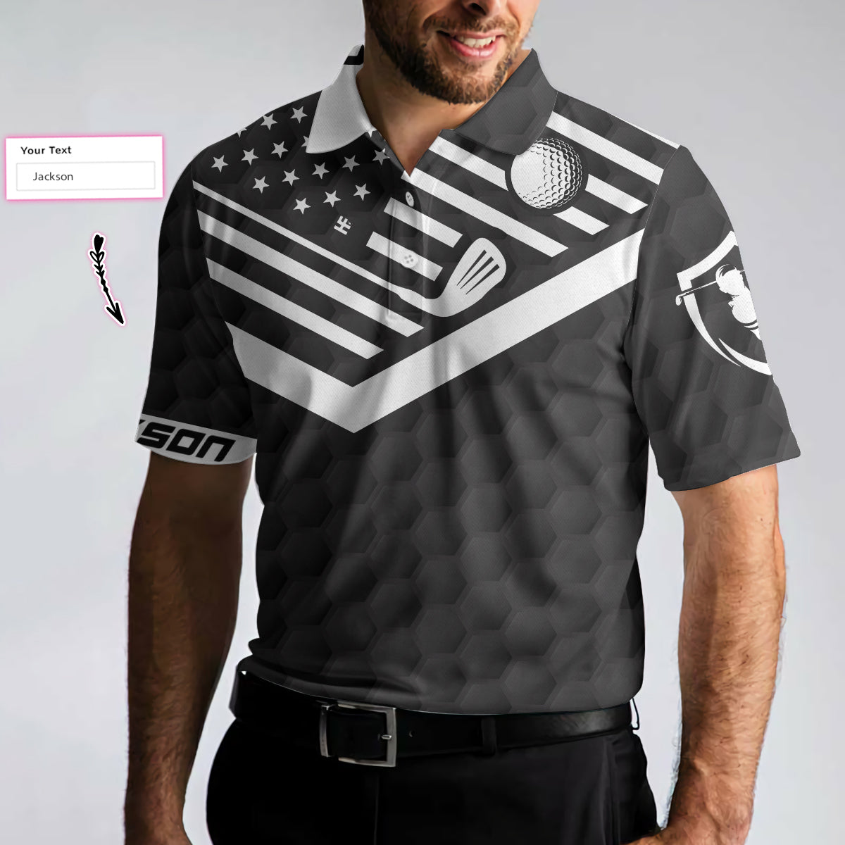 Men Polo Shirt - Back Nines Matter Custom Polo Shirt, Black Theme American Flag Polo Shirt - Gift For Golfer - Best Personalized Golf Shirt For Men