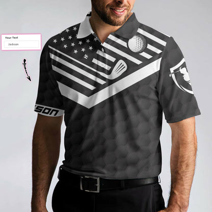 Men Polo Shirt - Back Nines Matter Custom Polo Shirt, Black Theme American Flag Polo Shirt - Gift For Golfer - Best Personalized Golf Shirt For Men