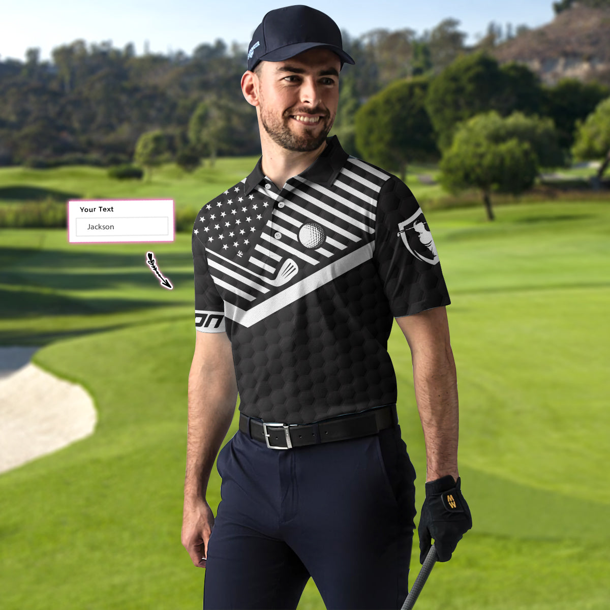 Men Polo Shirt - Back Nines Matter Custom Polo Shirt, Black Theme American Flag Polo Shirt - Gift For Golfer - Best Personalized Golf Shirt For Men