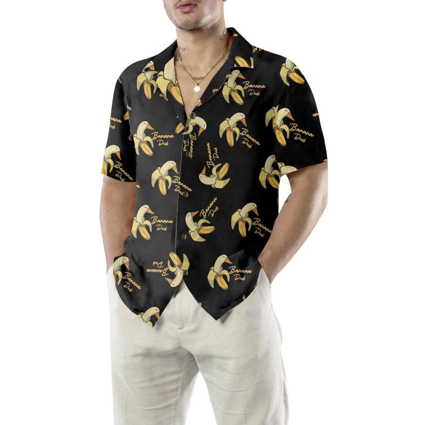 Banana Duck Pattern Hawaiian Shirt, Funny Banana Shirt For Adults, Best Gift For Summer, Husband, Boyfriend, Wife, Girlfriend