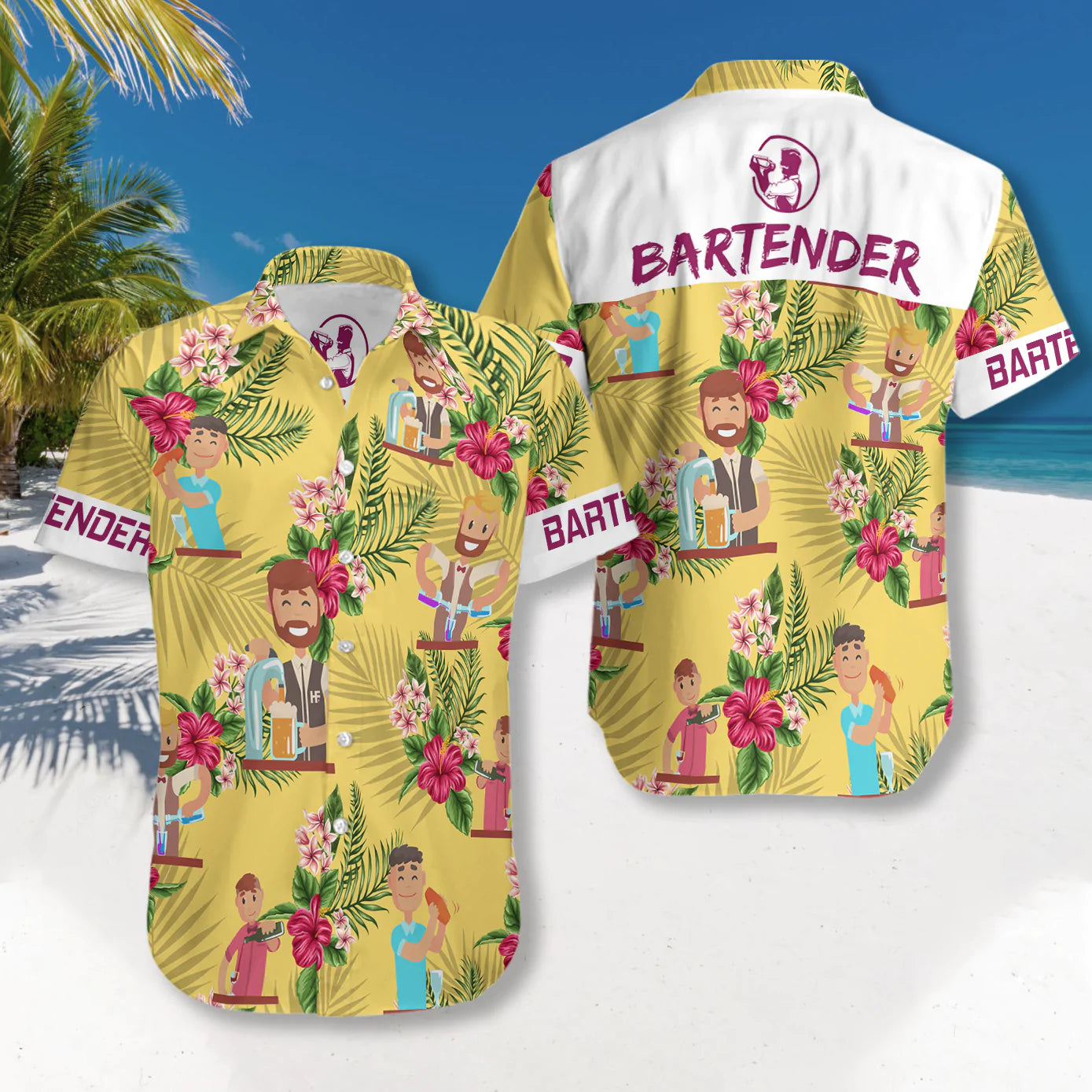 Bartender Hawaiian Shirt, Bartender Tropical Pattern Aloha Shirt Summer For Men, Best Gift For Bartender, Summer, Husband, Boyfriend