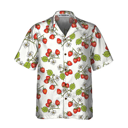 Beautiful Strawberry Seamless Pattern Hawaiian Shirt, Strawberry Shirt For Men And Women, Strawberry Print Shirt, Perfect Gift For Lovers, Friends, Husband, Boyfriends, Family