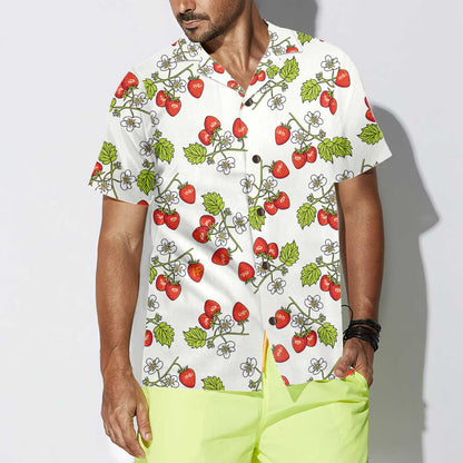 Beautiful Strawberry Seamless Pattern Hawaiian Shirt, Strawberry Shirt For Men And Women, Strawberry Print Shirt, Perfect Gift For Lovers, Friends, Husband, Boyfriends, Family