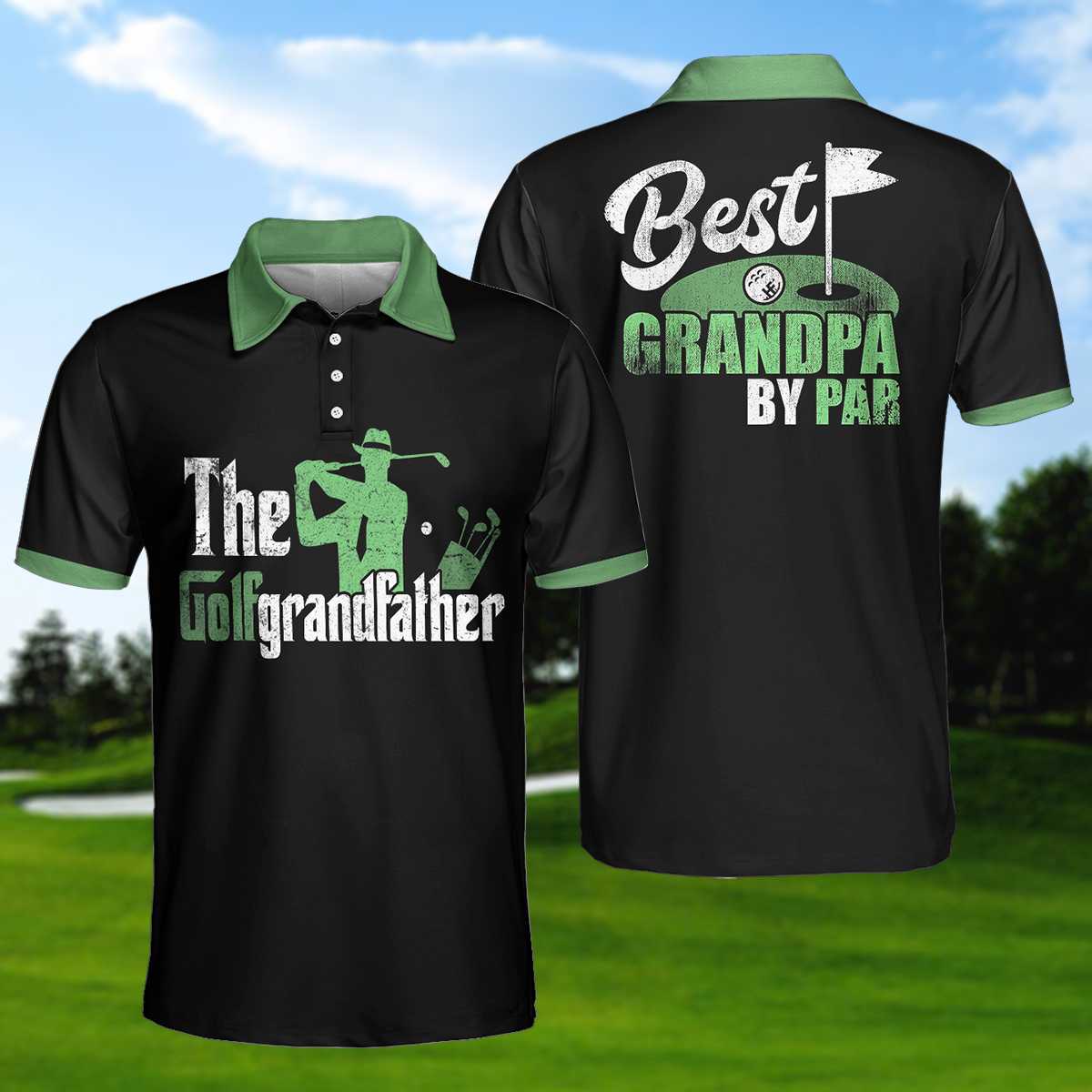Best Grandpa By Par Short Sleeve Golf Men Polo Shirt, The Golf Grandfather Theme Polo Shirt, Best Golf Shirt For Men